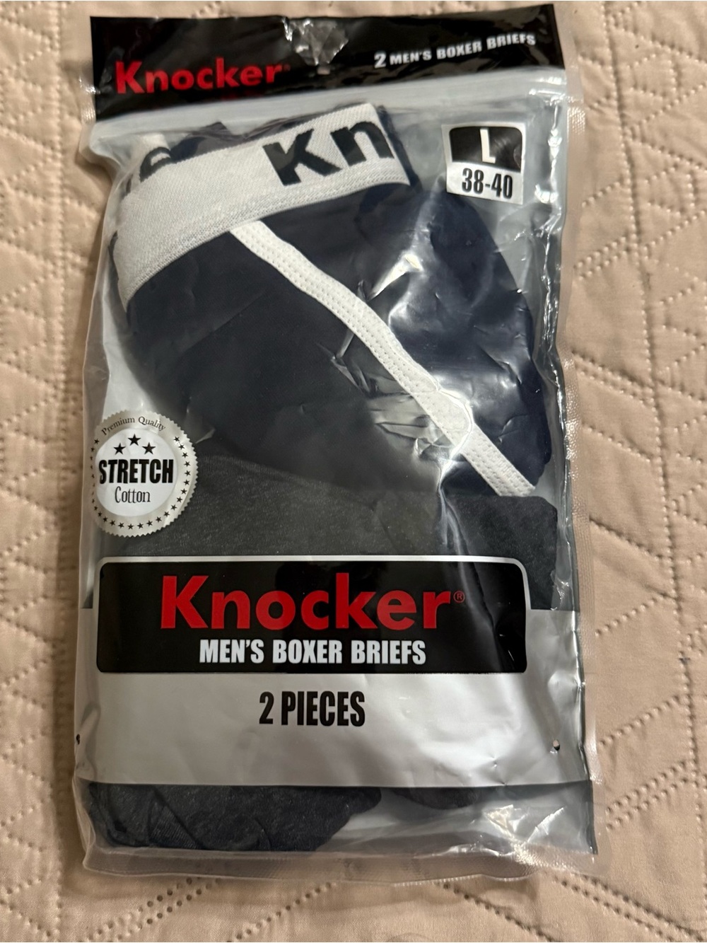 Men's Boxer Briefs – Navy & Gray, 2-Pack (Large)